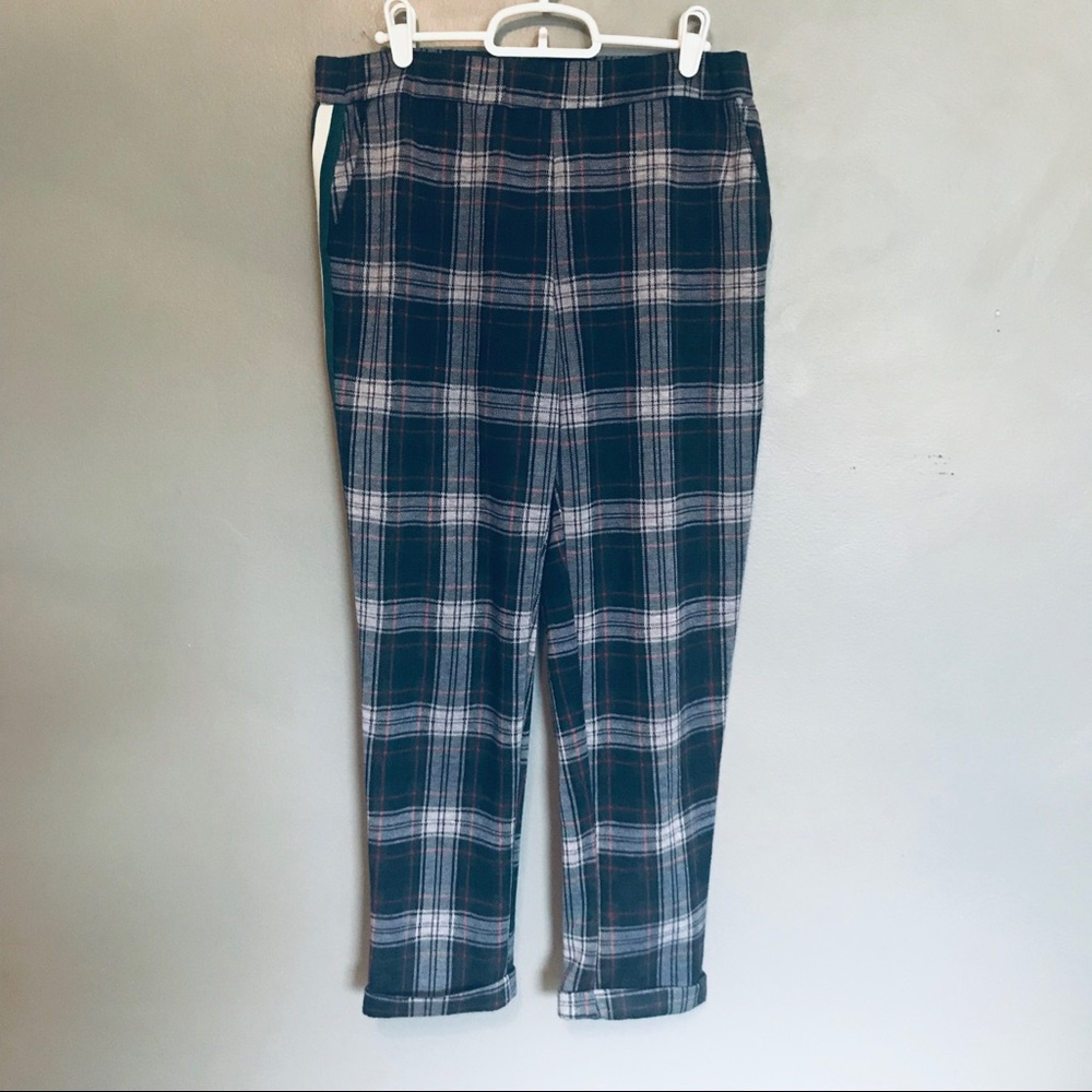 af studio green plaid tuxedo striped punk pants